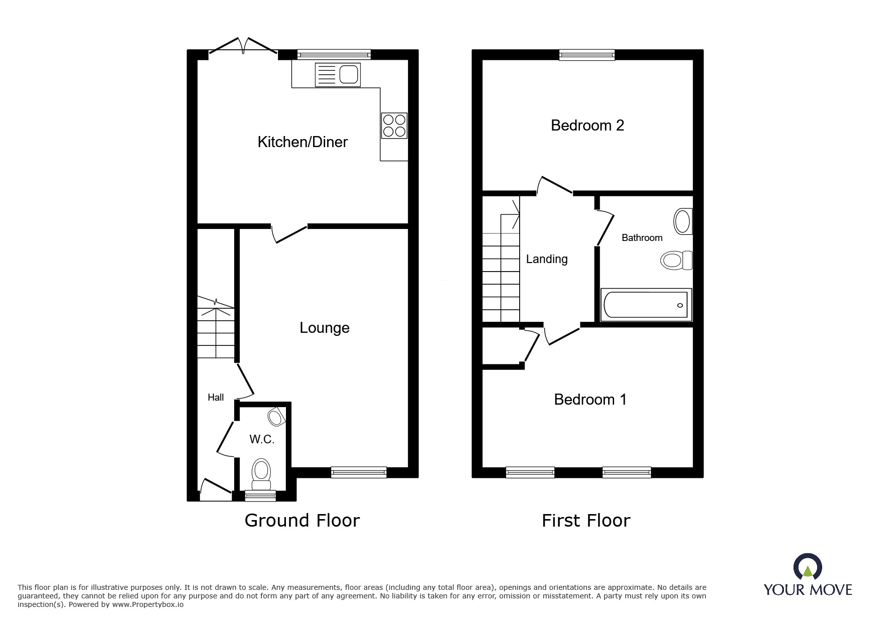 Floorplan of 2 bedroom End Terrace House for sale, Caesar Drive, Nuneaton, Warwickshire, CV11