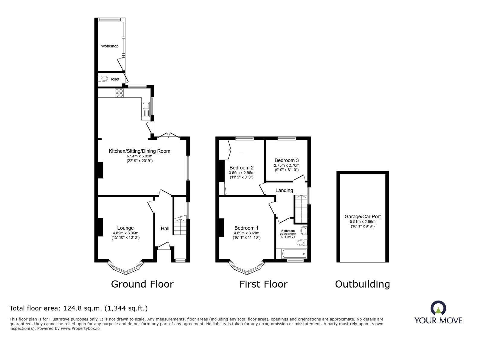 Floorplan of 3 bedroom Semi Detached House for sale, Church Walk, Atherstone, Warwickshire, CV9
