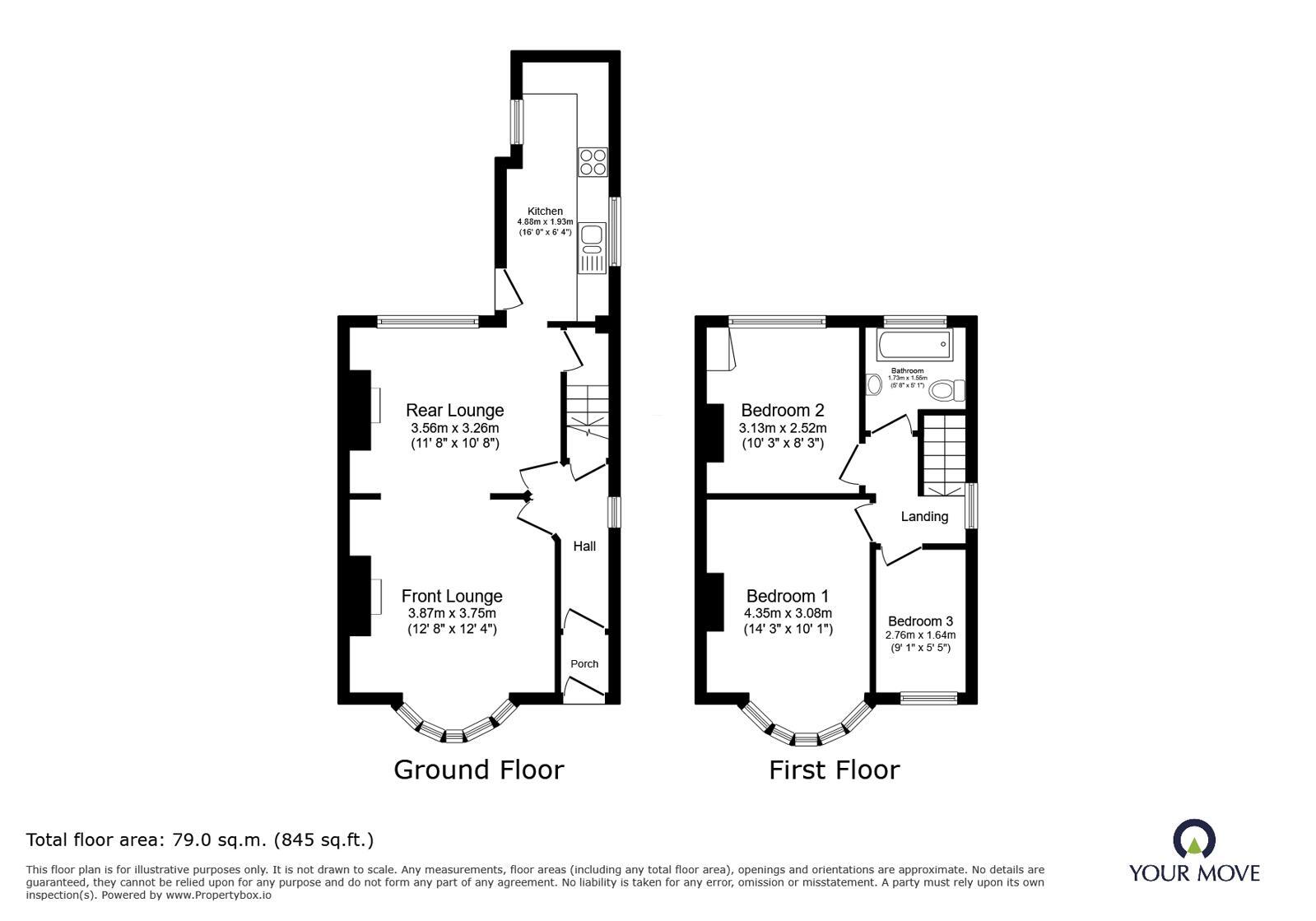 Floorplan of 3 bedroom Semi Detached House to rent, Arbury Road, Nuneaton, Warwickshire, CV10