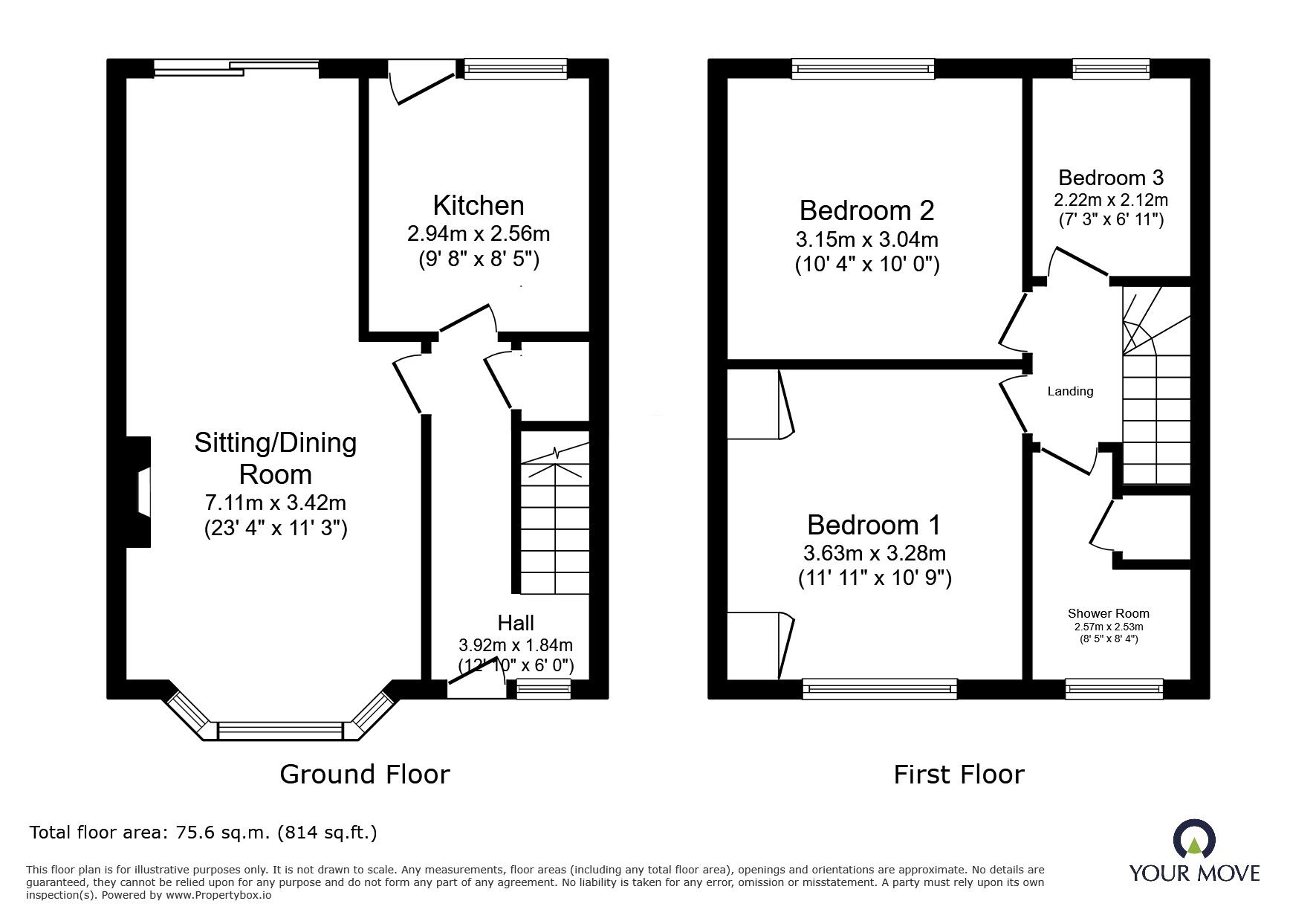 Floorplan of 3 bedroom Semi Detached House for sale, Frensham Drive, Nuneaton, Warwickshire, CV10