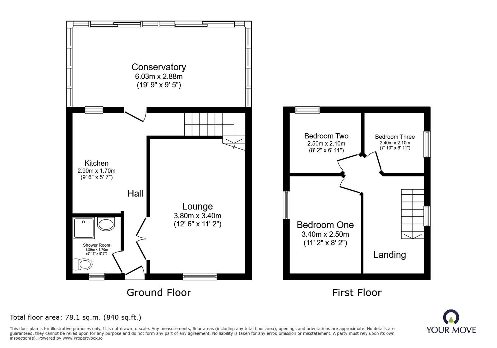 Floorplan of 3 bedroom Mid Terrace House for sale, Barton Road, Nuneaton, Warwickshire, CV10