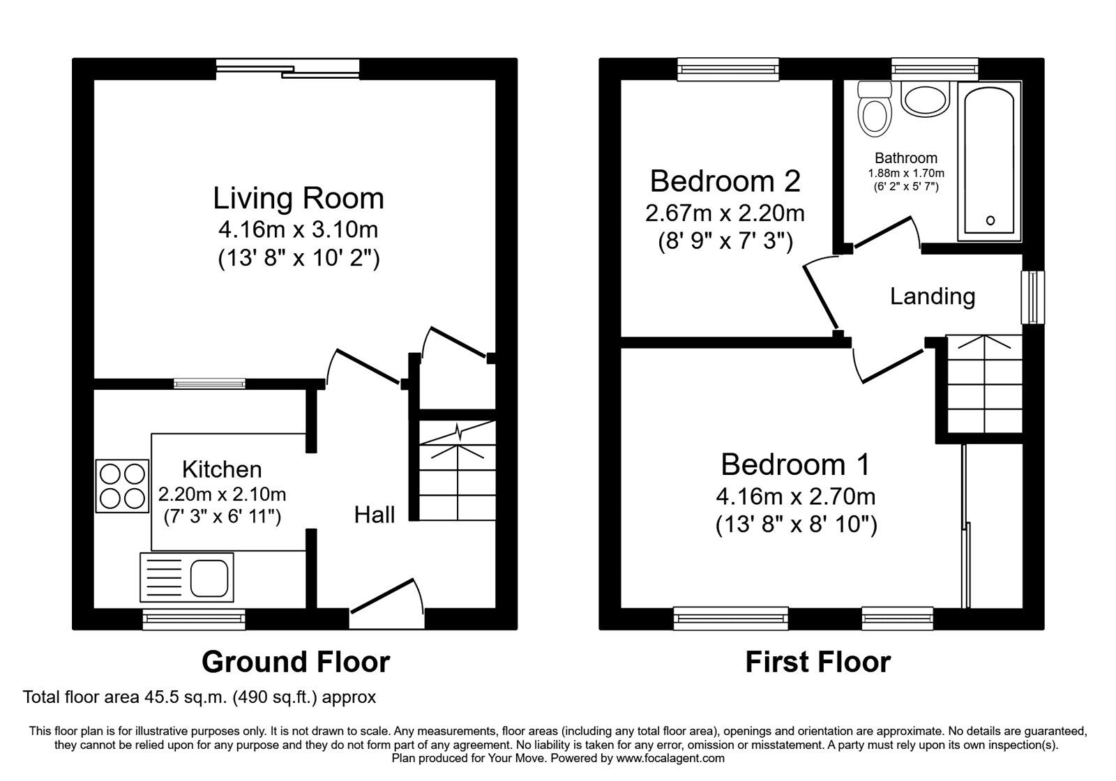 Floorplan of 2 bedroom Semi Detached House to rent, Cabin Lane, Oswestry, Shropshire, SY11