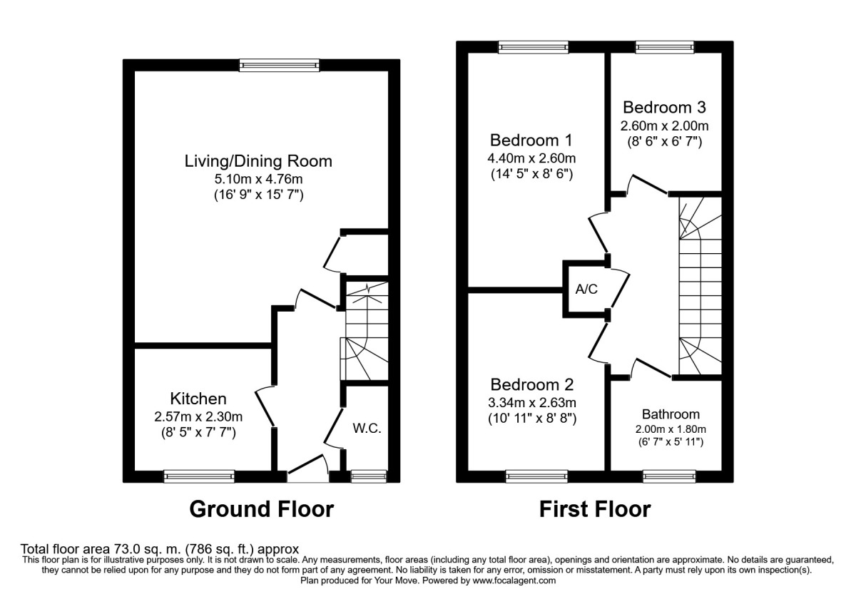 Floorplan of 3 bedroom Mid Terrace House to rent, Queens Road, Oswestry, Shropshire, SY11