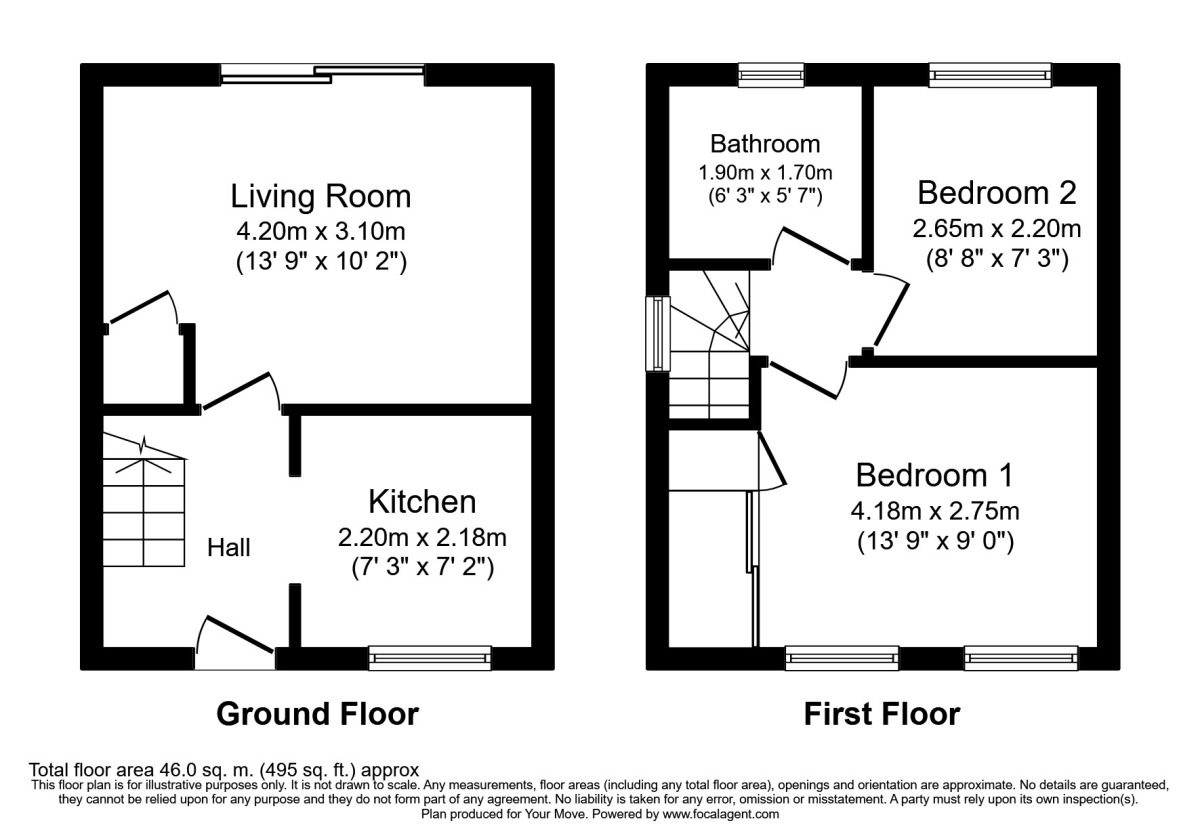Floorplan of 2 bedroom Semi Detached House to rent, Cabin Lane, Oswestry, Shropshire, SY11
