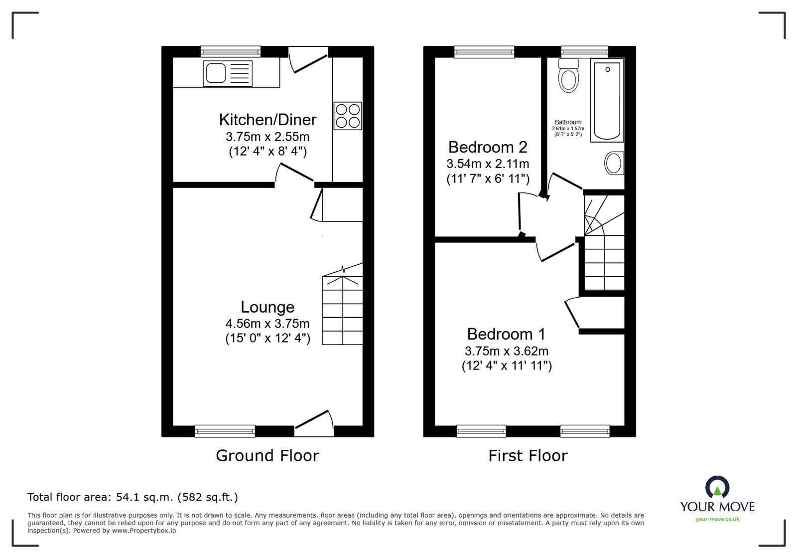 Floorplan of 2 bedroom Mid Terrace House to rent, Ashlands Road, Weston Rhyn, Shropshire, SY10