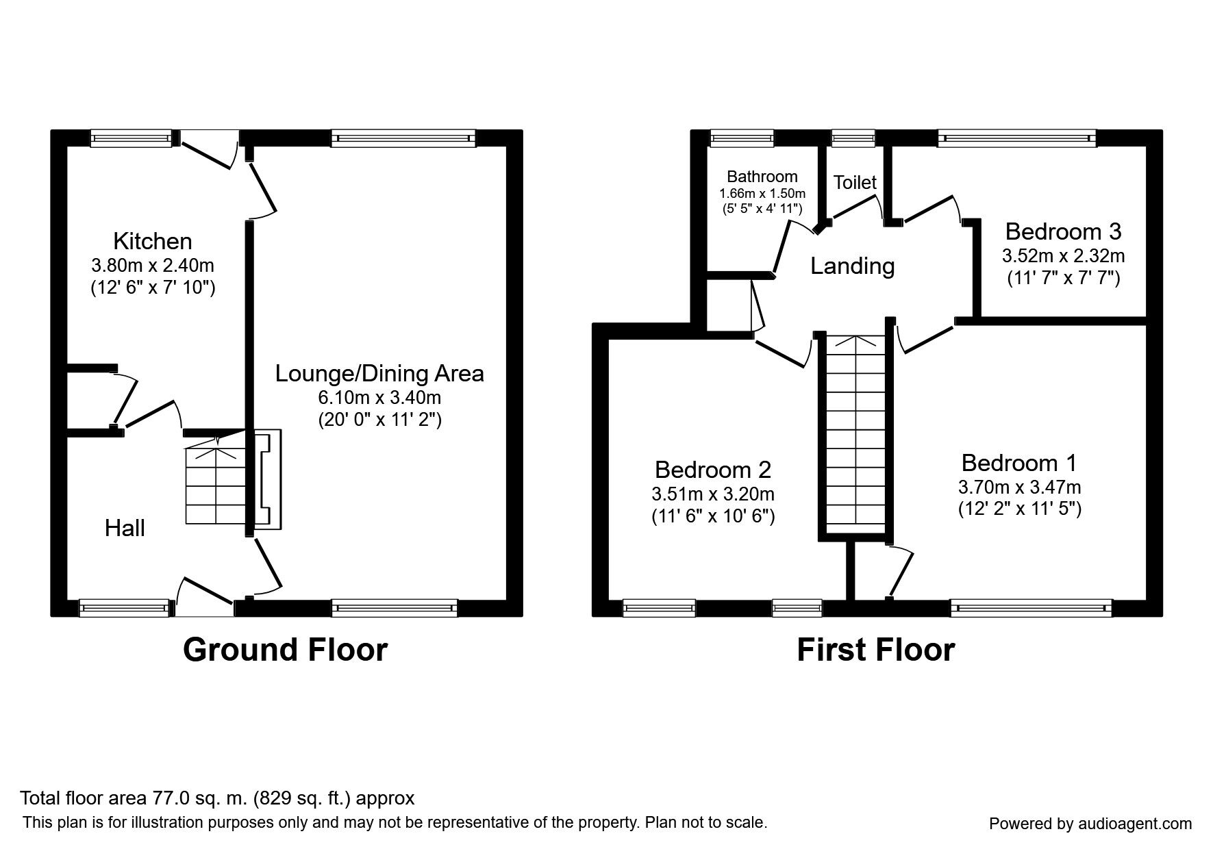 Floorplan of 3 bedroom Mid Terrace House to rent, Hammonds Place, Gobowen, Shropshire, SY11