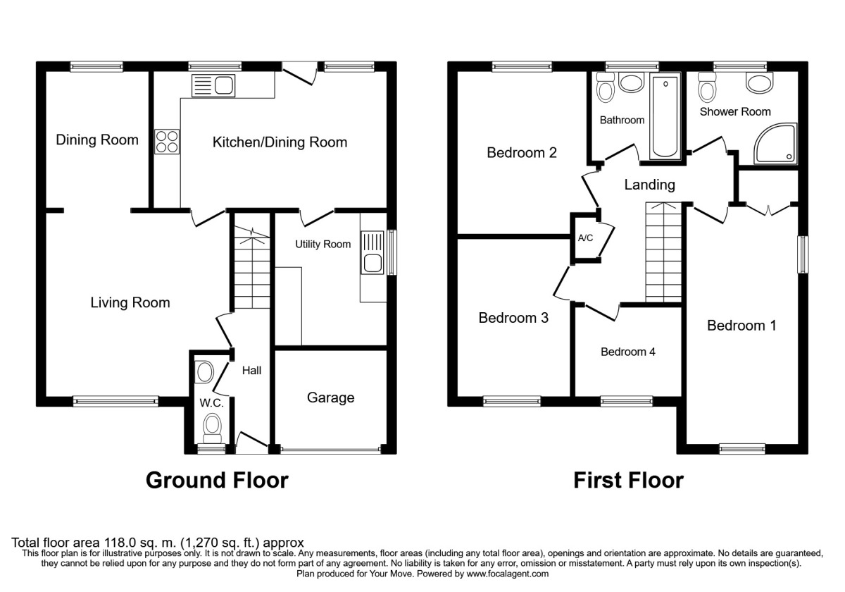 Floorplan of 4 bedroom Detached House to rent, Croxon Rise, Oswestry, Shropshire, SY11
