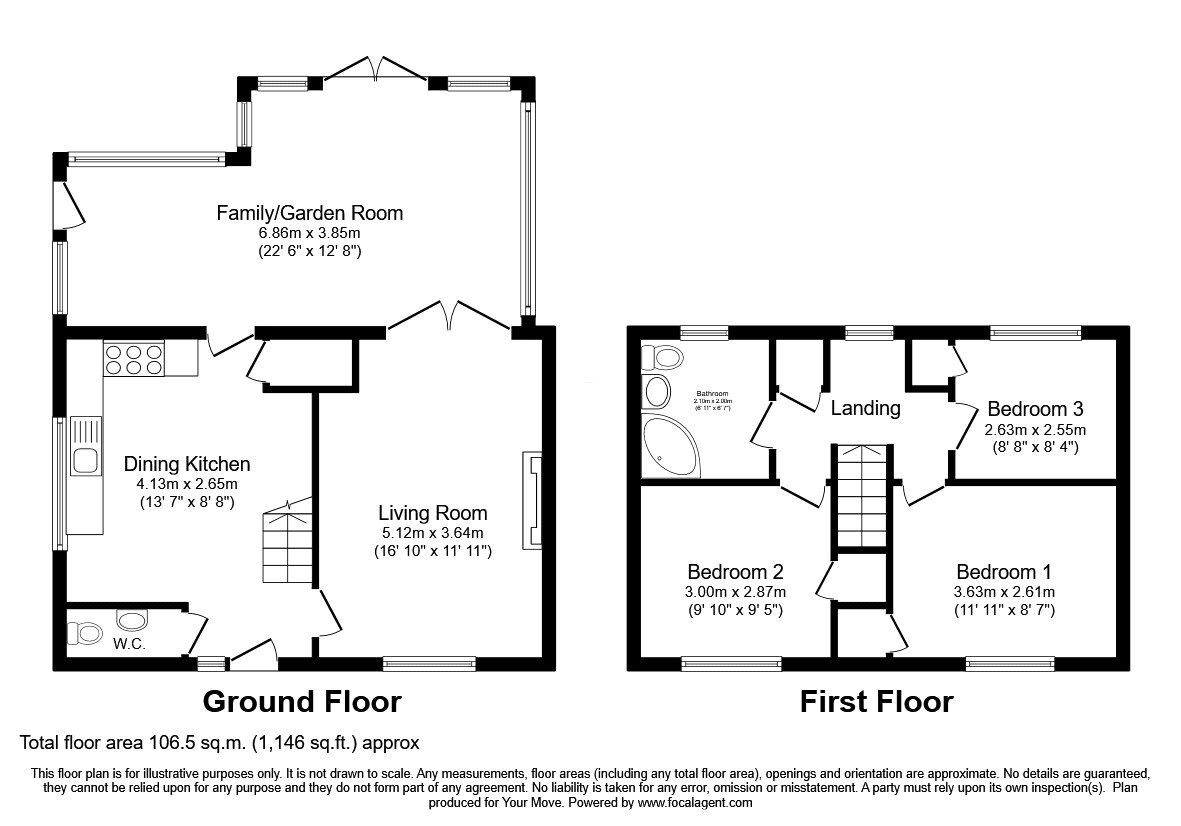 Floorplan of 3 bedroom Semi Detached House for sale, Belle Vue, Morda, Shropshire, SY10