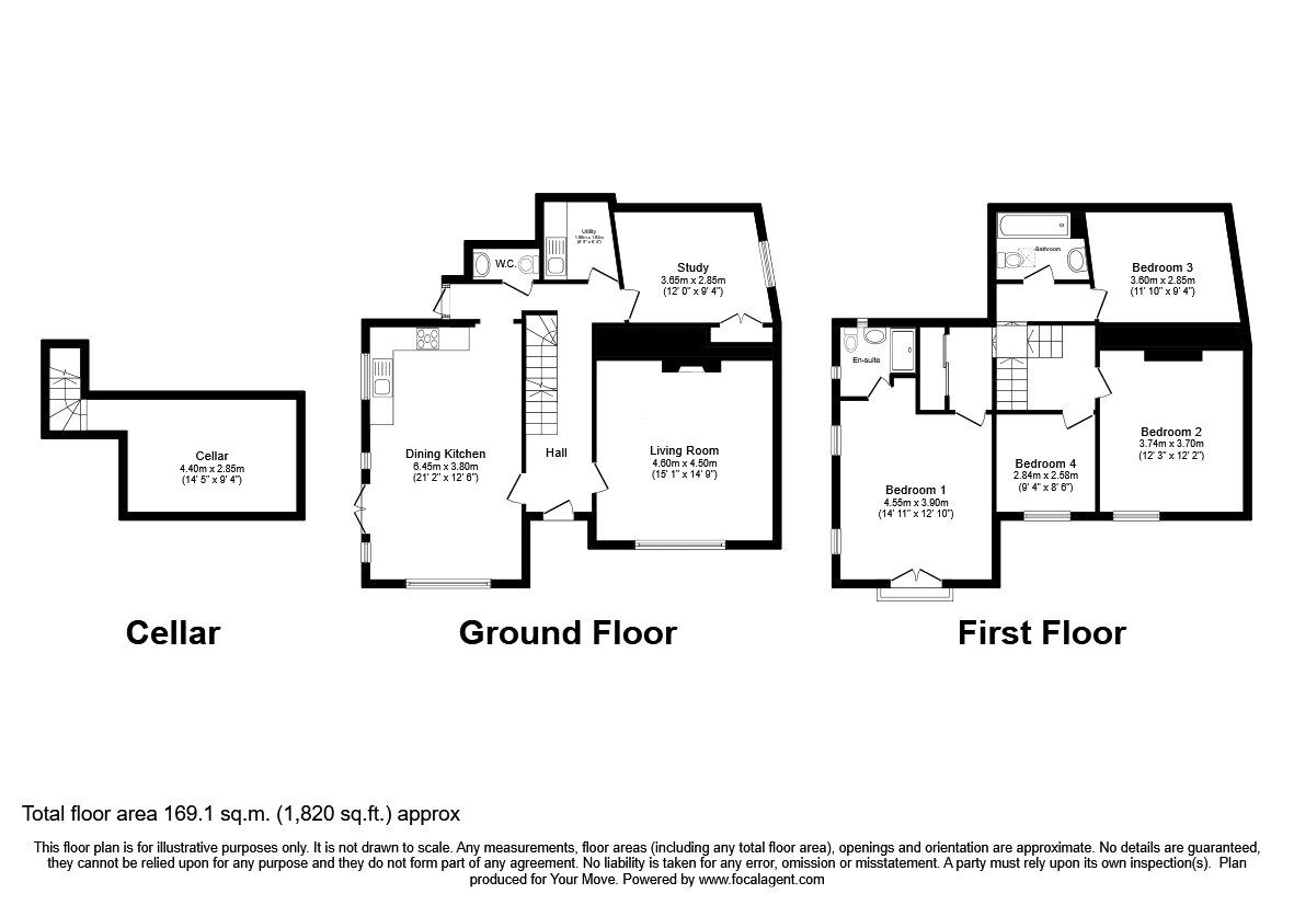 Floorplan of 4 bedroom Semi Detached House for sale, Penylan Lane, Oswestry, Shropshire, SY11