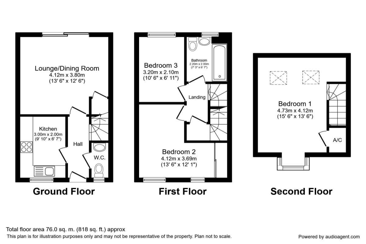 Floorplan of 3 bedroom Semi Detached House to rent, Welsh Walls, Oswestry, Shropshire, SY11