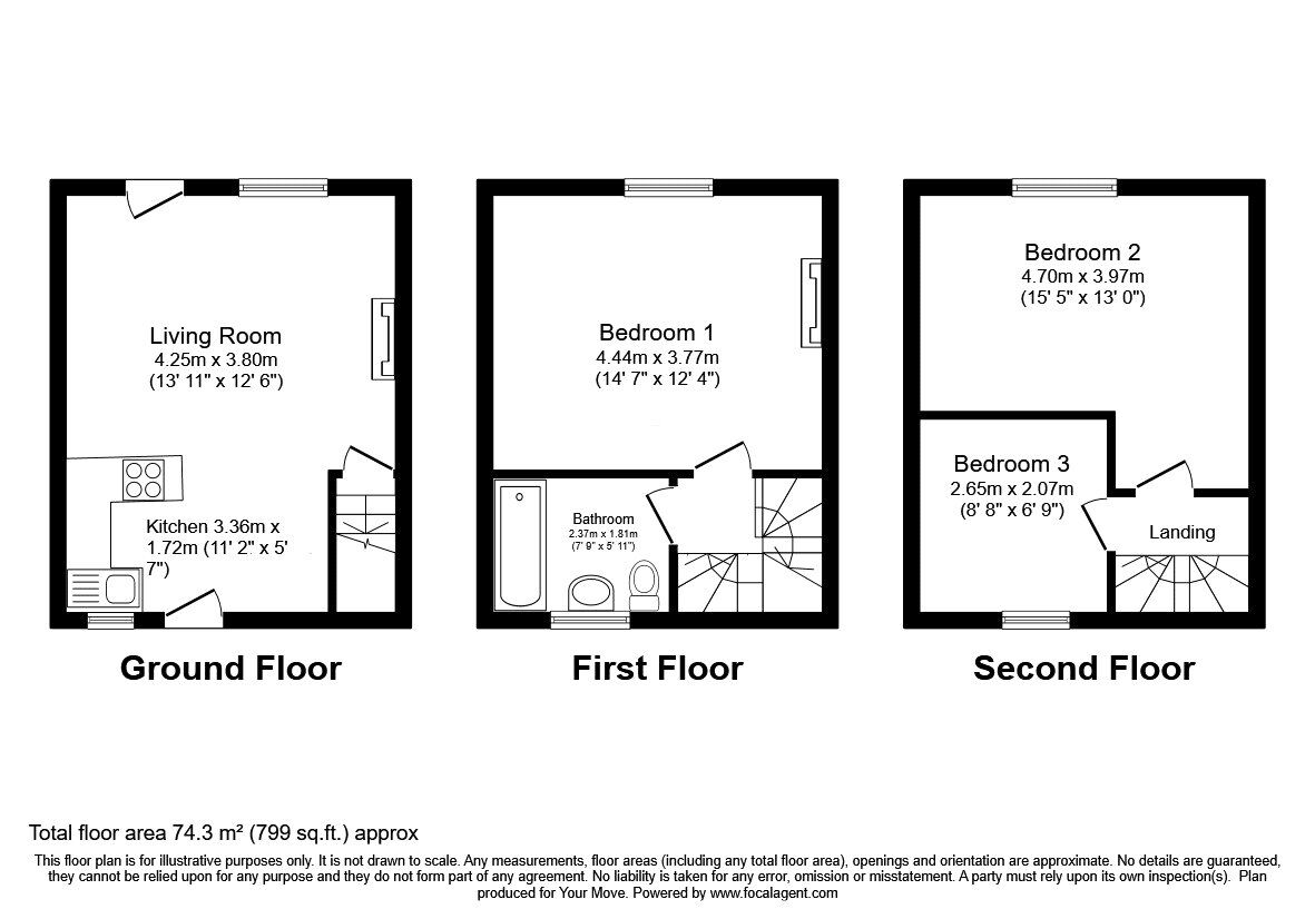 Floorplan of 3 bedroom Mid Terrace House for sale, Stone Cottages, Station Road, Oswestry, SY11