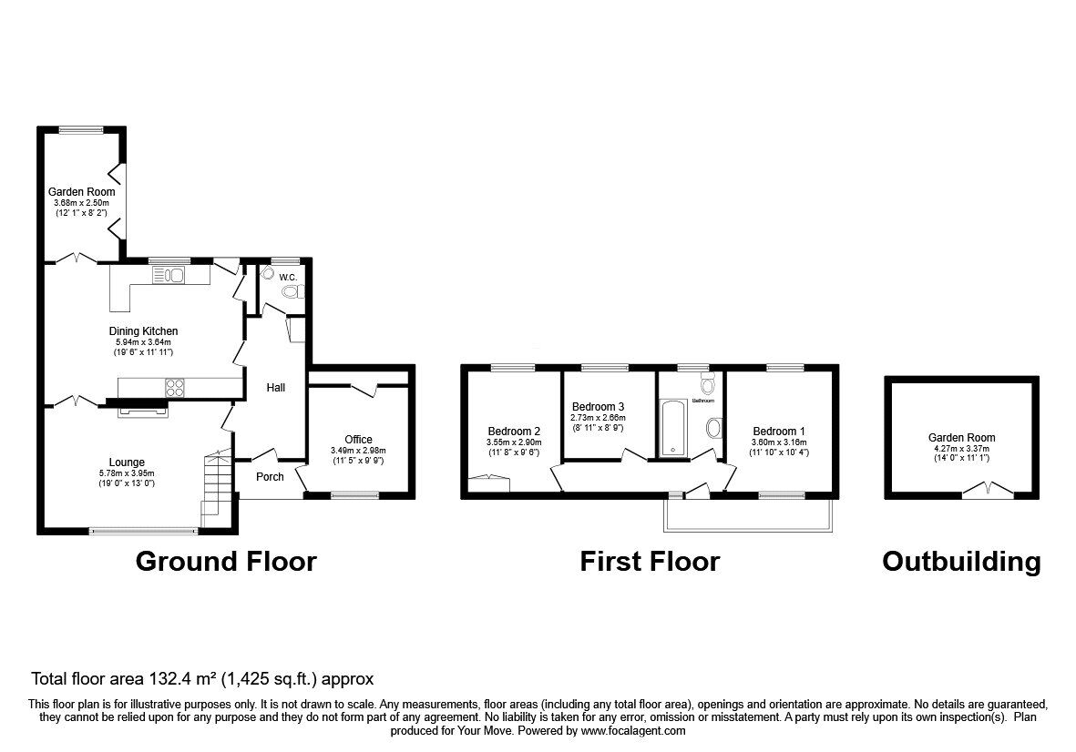Floorplan of 3 bedroom Detached House for sale, Hampton Road, Oswestry, Shropshire, SY11