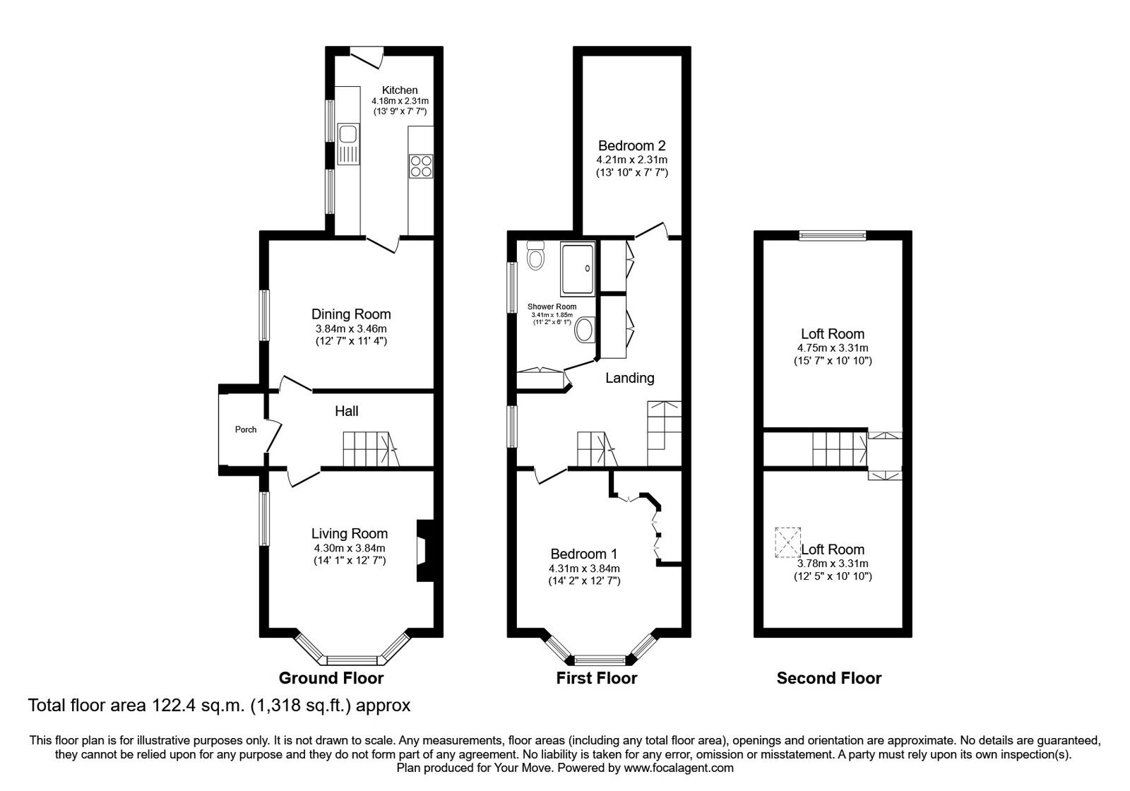 Floorplan of 2 bedroom End Terrace House for sale, Jennings Road, Oswestry, Shropshire, SY11