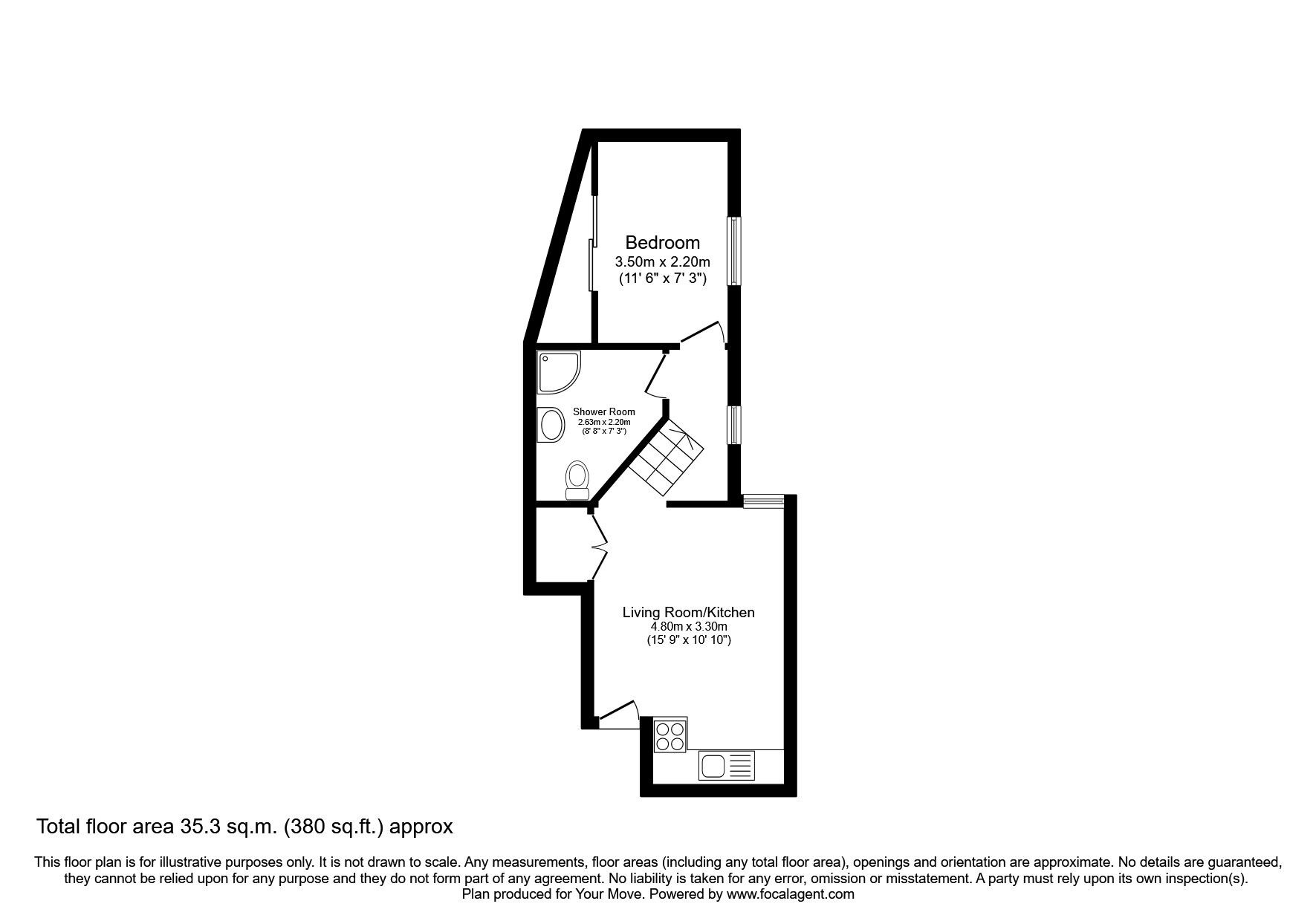 Floorplan of 1 bedroom  Flat to rent, Oswald Road, Oswestry, Shropshire, SY11
