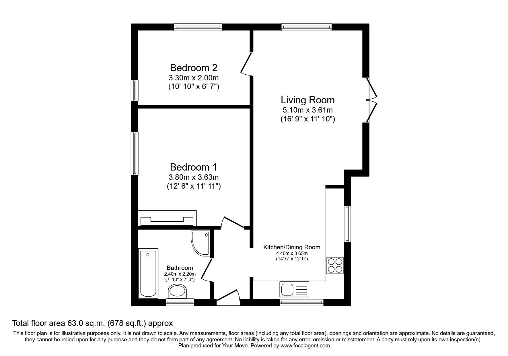 Floorplan of 2 bedroom House to rent, Pant, Oswestry, Shropshire, SY10