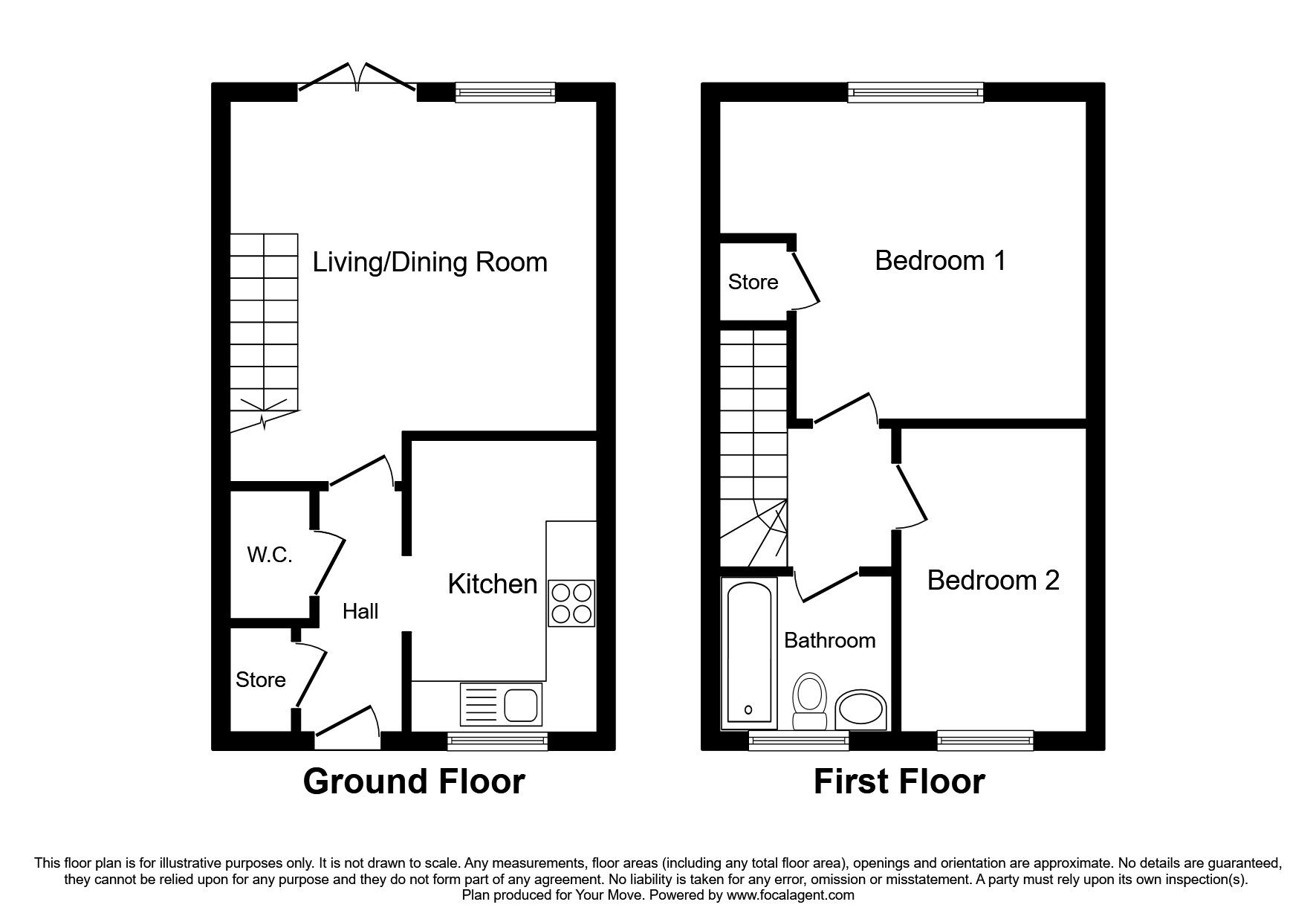 Floorplan of 2 bedroom End Terrace House for sale, Henry Robertson Drive, Gobowen, Shropshire, SY11