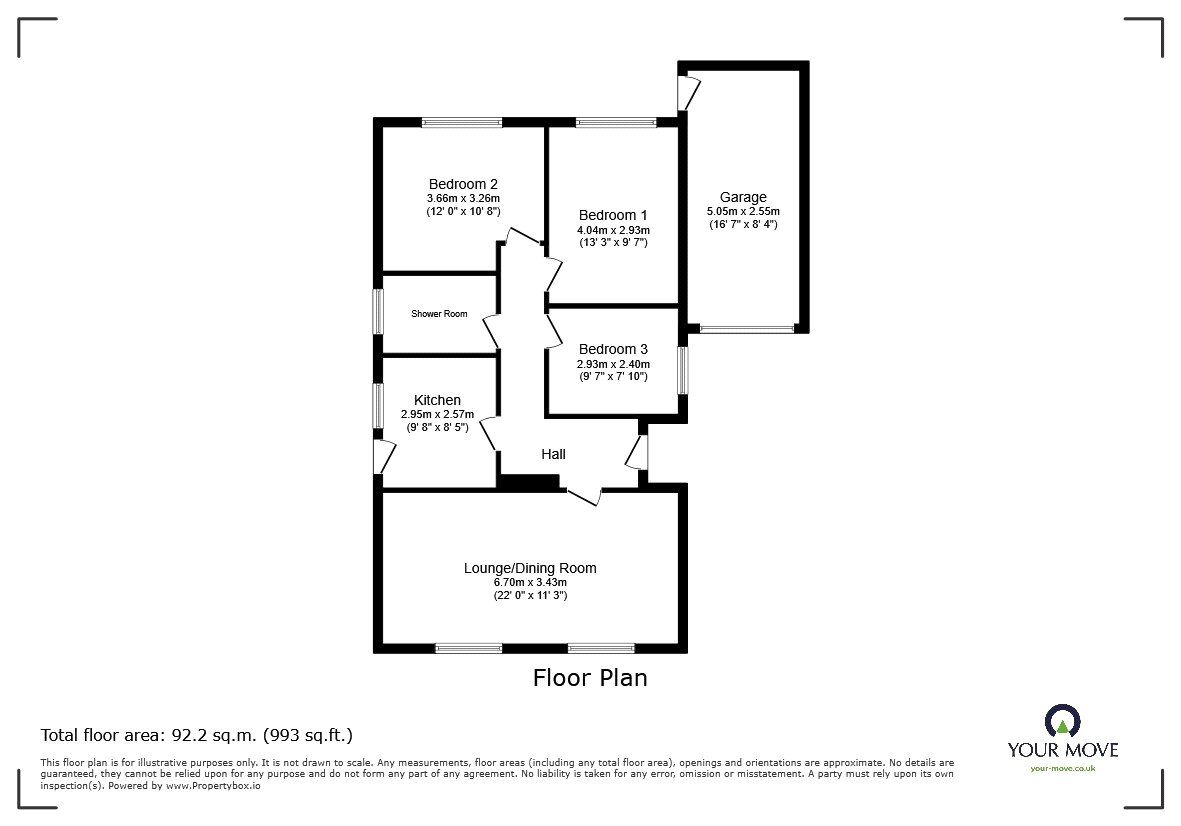 Floorplan of 3 bedroom Detached Bungalow for sale, Cabin Lane, Oswestry, Shropshire, SY11
