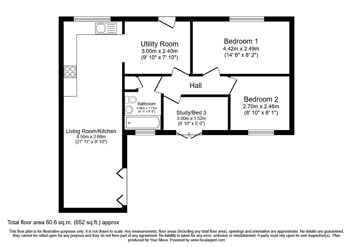 Floorplan of 3 bedroom Semi Detached Bungalow for sale, Lizbeth Close, Willow Street, Shropshire, SY11