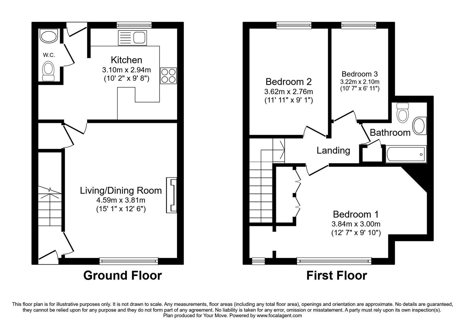 Floorplan of 3 bedroom Mid Terrace House for sale, Erw Wladys, Glyn Ceiriog, Wrexham, LL20