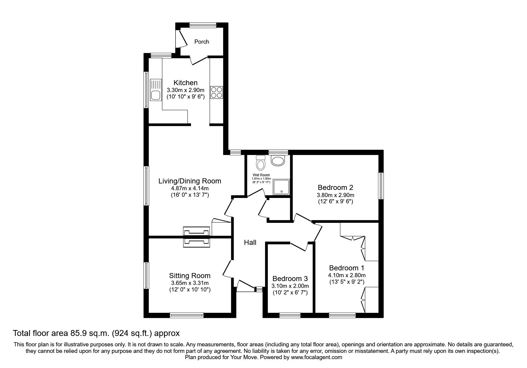 Floorplan of 3 bedroom Detached Bungalow for sale, High Street, Weston Rhyn, Shropshire, SY10