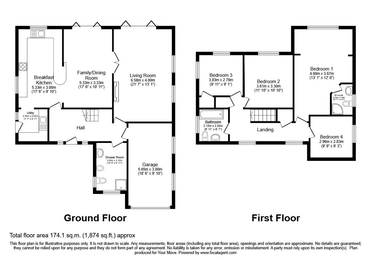 Floorplan of 4 bedroom Detached House for sale, Wilmot Drive, Oswestry, Shropshire, SY11