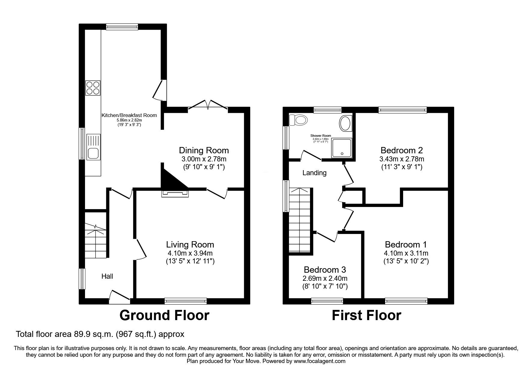 Floorplan of 3 bedroom Semi Detached House for sale, Hawthorn Grove, Oswestry, Shropshire, SY11