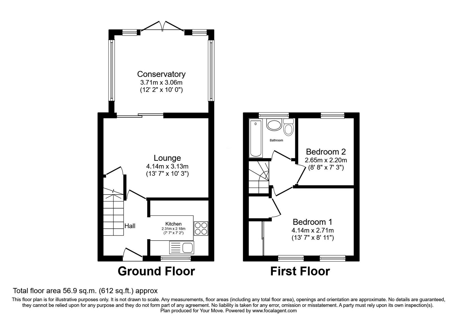 Floorplan of 2 bedroom Semi Detached House for sale, Ascot Road, Oswestry, Shropshire, SY11