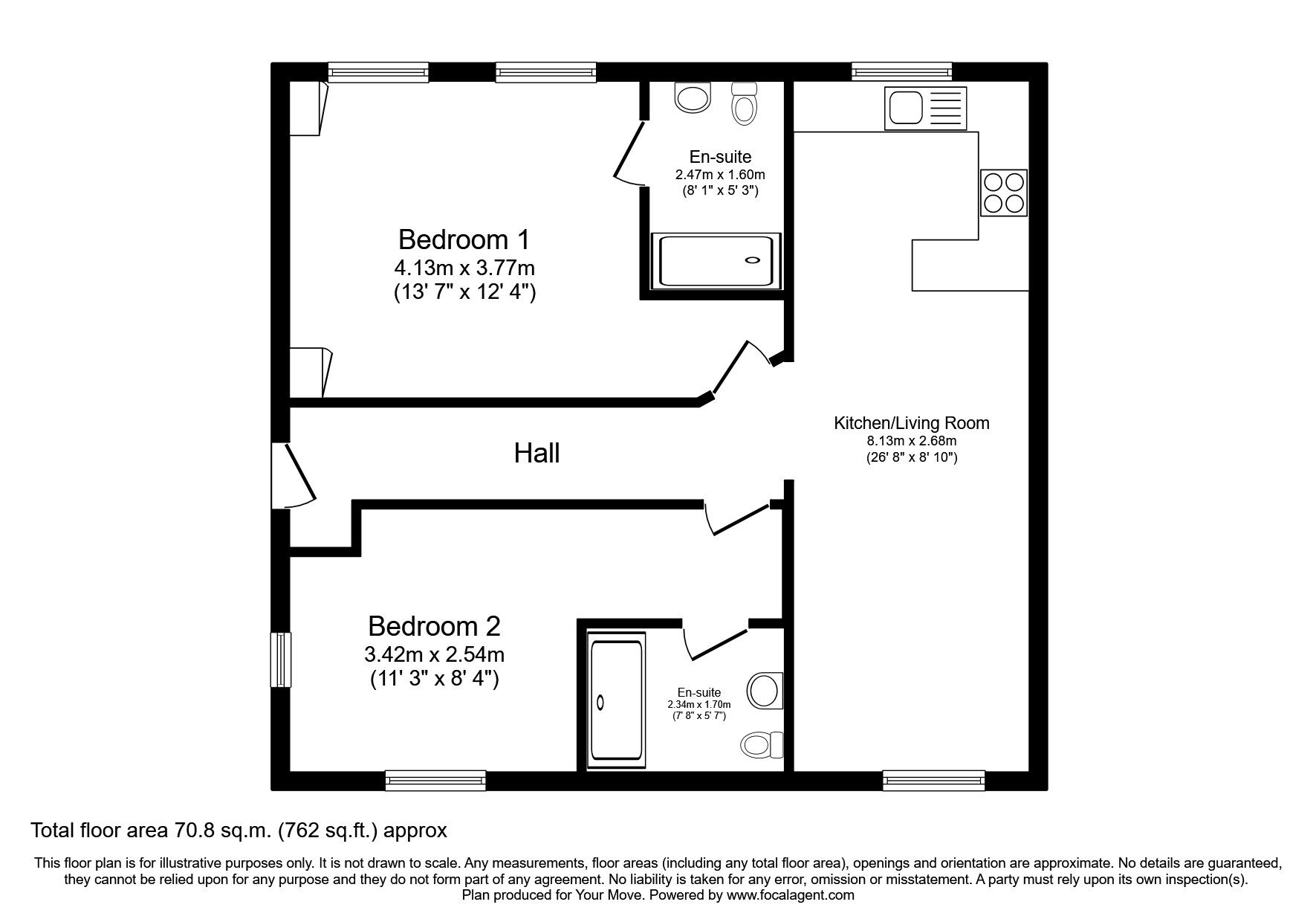 Floorplan of 2 bedroom  Flat for sale, Oswald Road, Oswestry, Shropshire, SY11