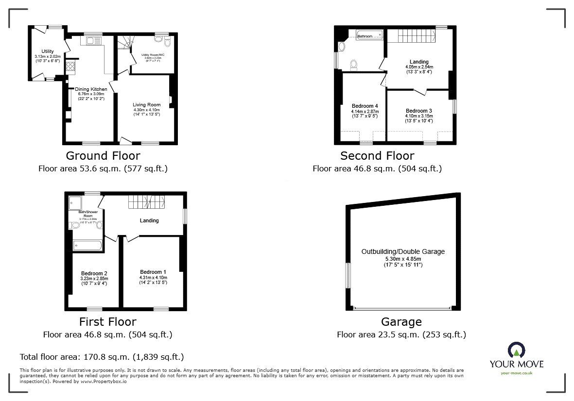 Floorplan of 4 bedroom Detached House for sale, Station Road, Whittington, Shropshire, SY11