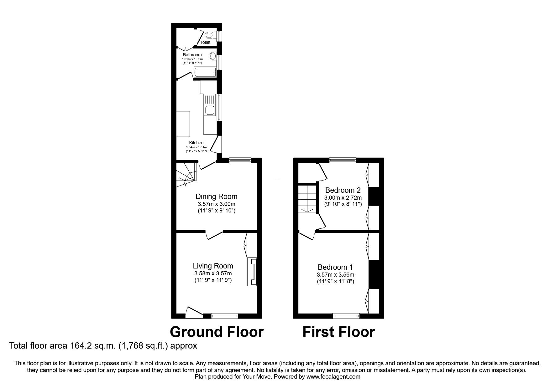 Floorplan of 2 bedroom End Terrace House for sale, Albert Road, Oswestry, Shropshire, SY11