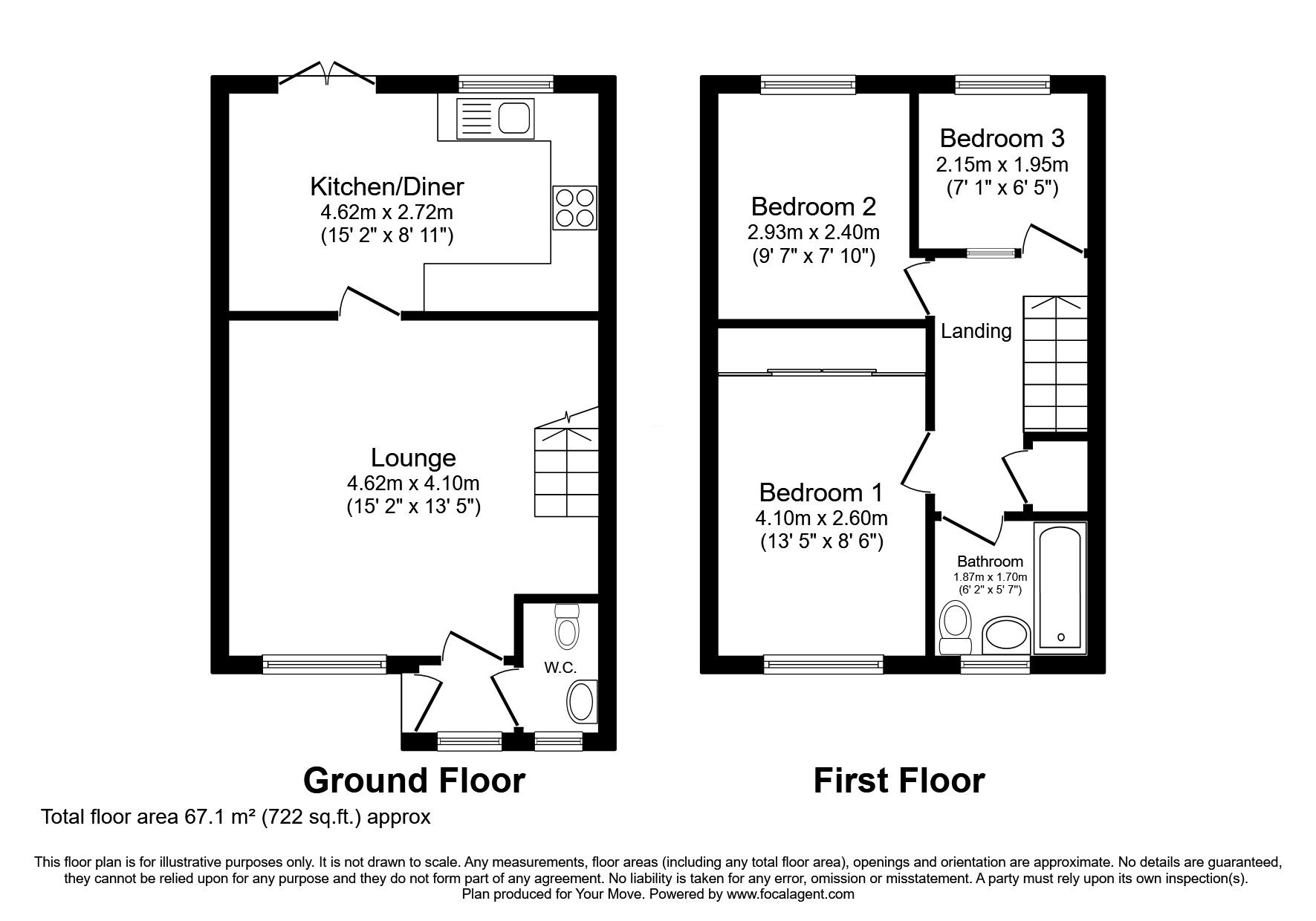Floorplan of 3 bedroom Semi Detached House for sale, Yr Helfa, Chirk, Wrexham, LL14