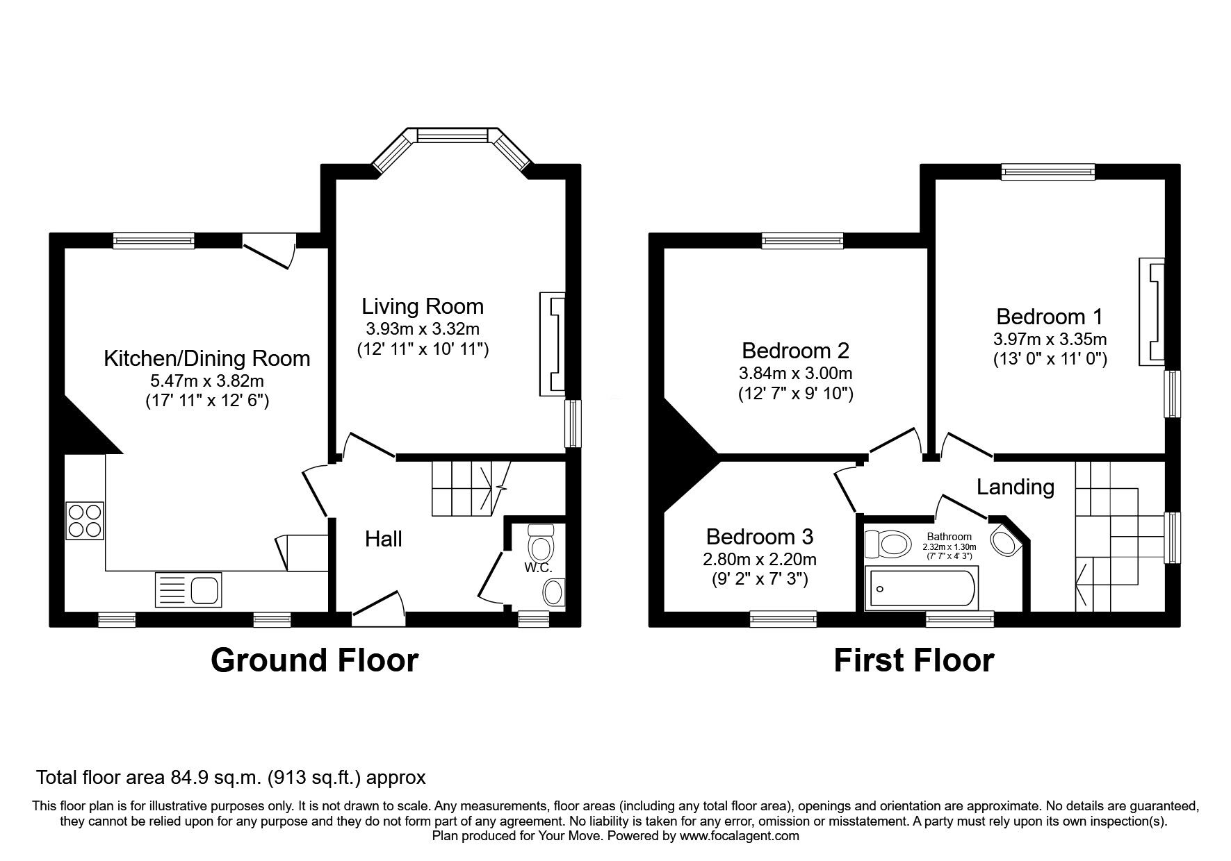 Floorplan of 3 bedroom Semi Detached House for sale, Gobowen Road, Oswestry, Shropshire, SY11