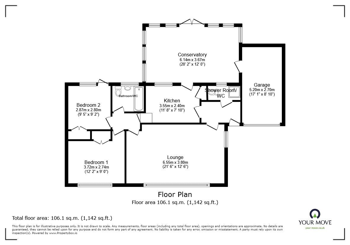 Floorplan of 2 bedroom Detached Bungalow for sale, Llanforda Rise, Oswestry, Shropshire, SY11