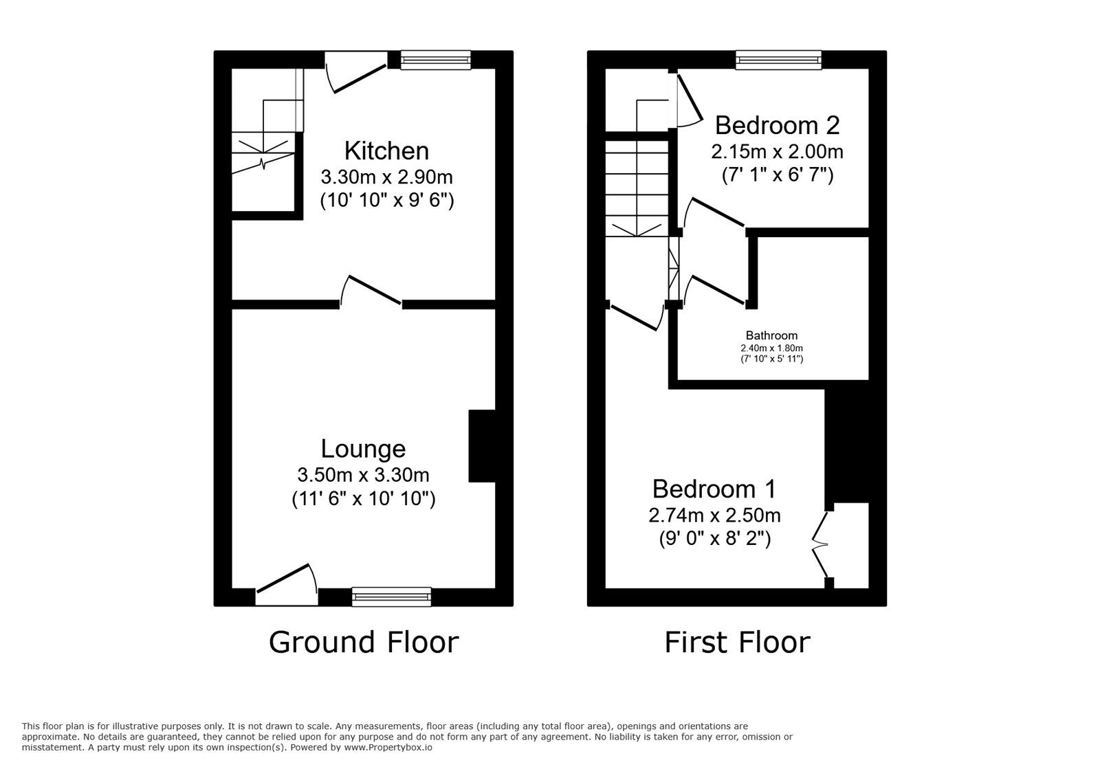 Floorplan of 2 bedroom Mid Terrace House to rent, Upper Church Street, Oswestry, Shropshire, SY11