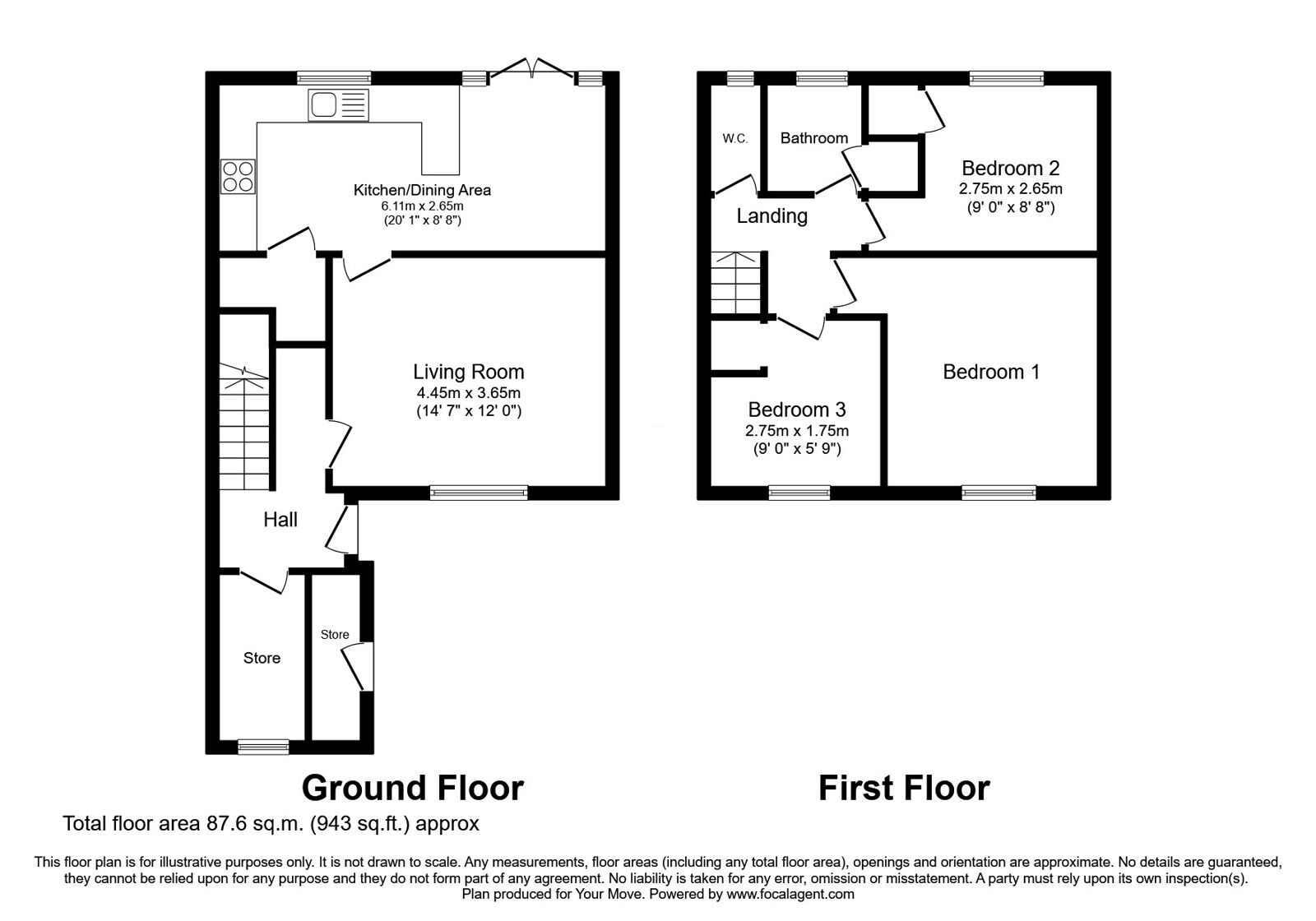 Floorplan of 3 bedroom Mid Terrace House for sale, Malory Road, Oswestry, Shropshire, SY11