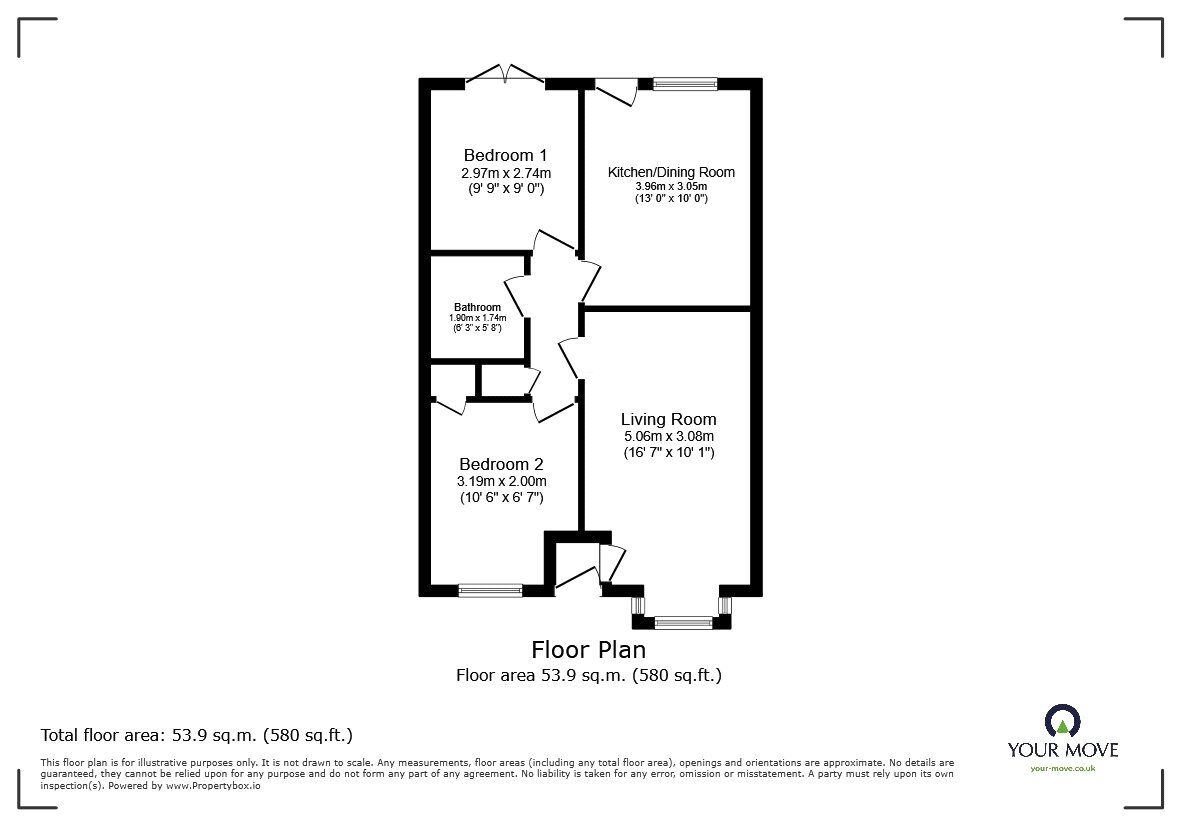 Floorplan of 2 bedroom Mid Terrace Bungalow for sale, Beresford Gardens, Oswestry, Shropshire, SY11