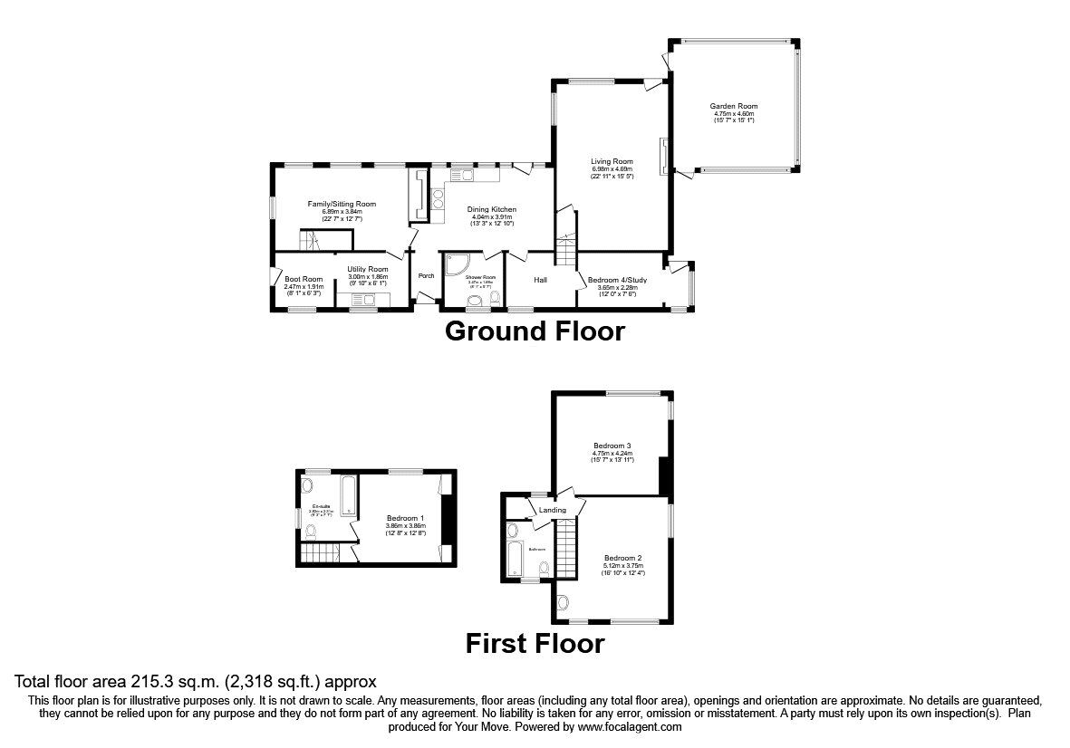 Floorplan of 4 bedroom Detached House for sale, Llanfechain, Powys, SY22