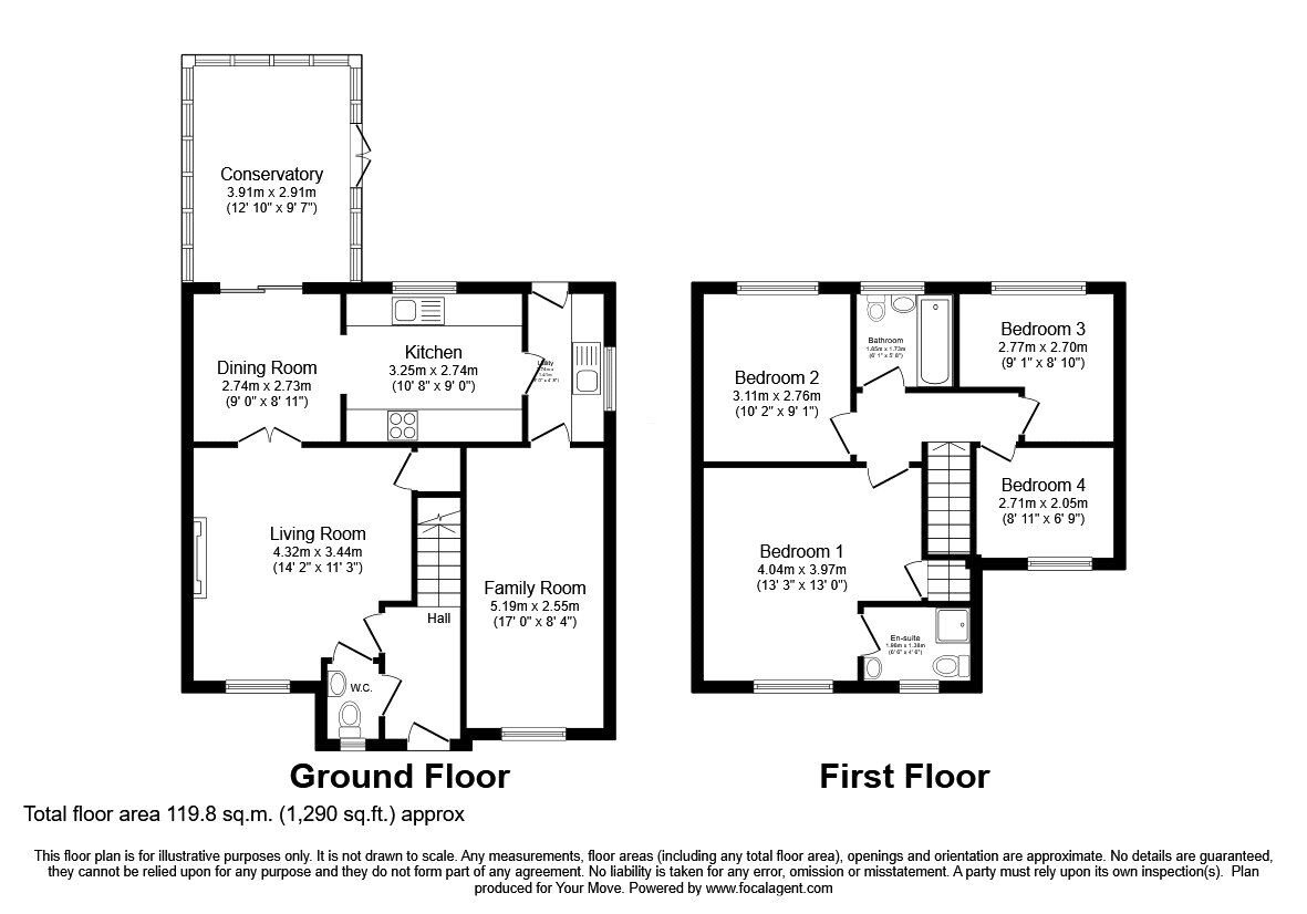 Floorplan of 4 bedroom Detached House for sale, Ascot Road, Oswestry, Shropshire, SY11