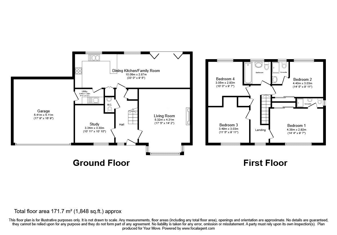 Floorplan of 4 bedroom Detached House for sale, Kingfisher Way, Morda, Shropshire, SY10