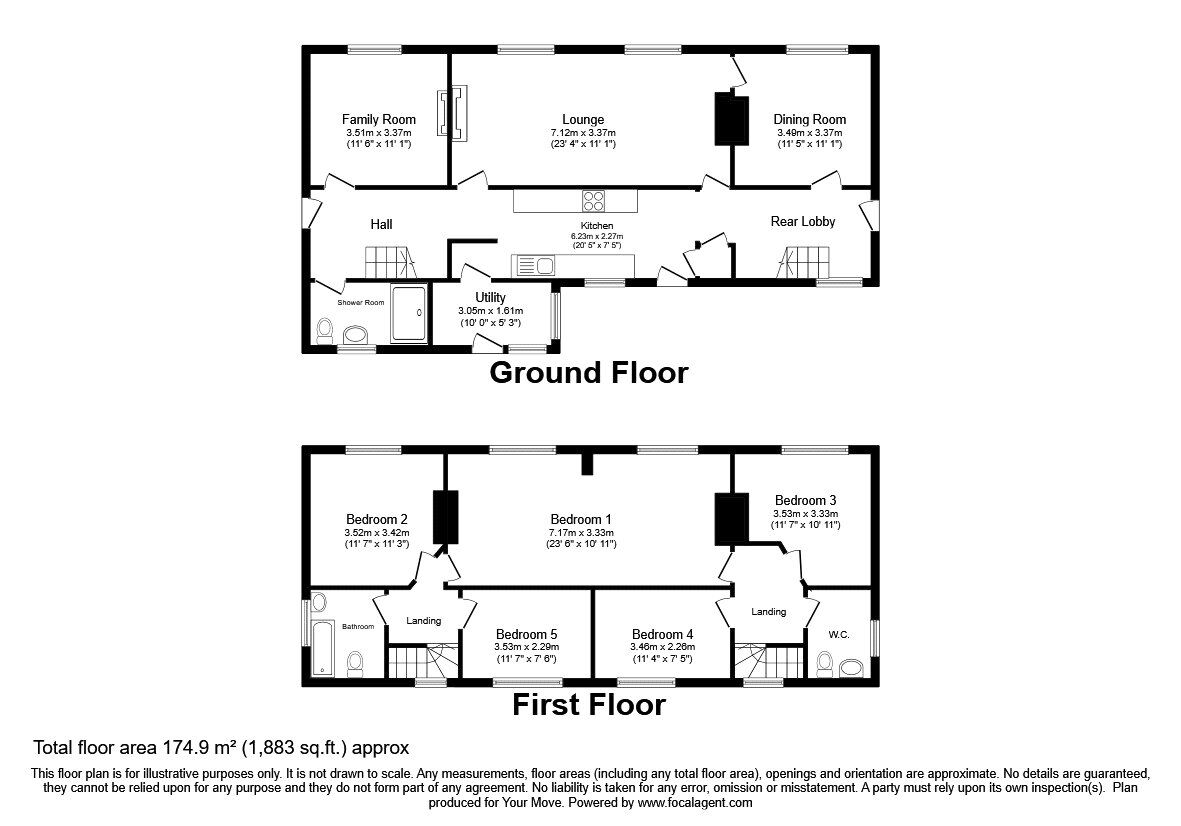 Floorplan of 5 bedroom Detached House for sale, Hengoed, Oswestry, Shropshire, SY10