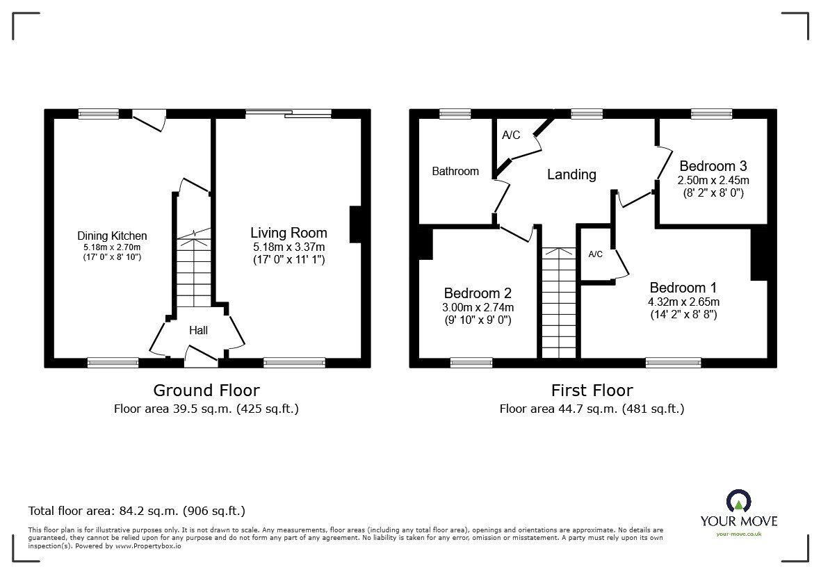 Floorplan of 3 bedroom Semi Detached House for sale, Woodside Court, Oswestry, Shropshire, SY11
