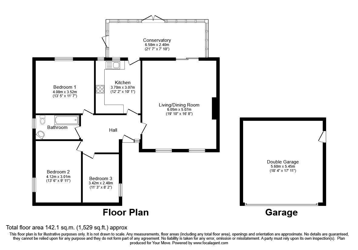Floorplan of 3 bedroom Detached Bungalow for sale, Knockin, Oswestry, Shropshire, SY10