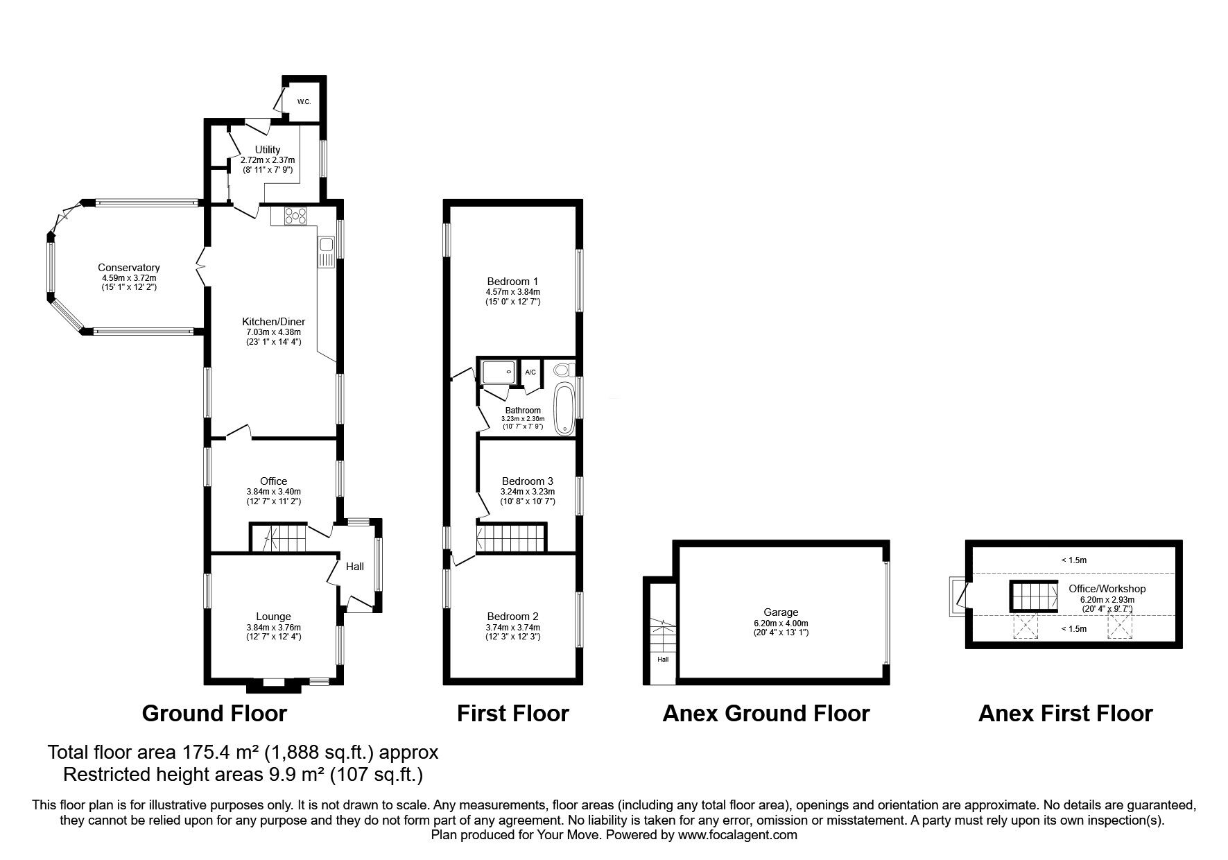 Floorplan of 3 bedroom Detached House for sale, Treflach, Oswestry, Shropshire, SY10