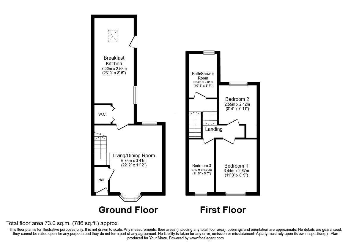 Floorplan of 3 bedroom Semi Detached House for sale, Ferrers Road, Oswestry, Shropshire, SY11