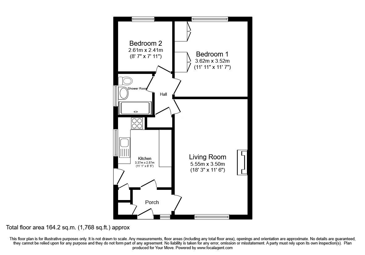 Floorplan of 2 bedroom Semi Detached Bungalow for sale, Vyrnwy Road, Oswestry, Shropshire, SY11
