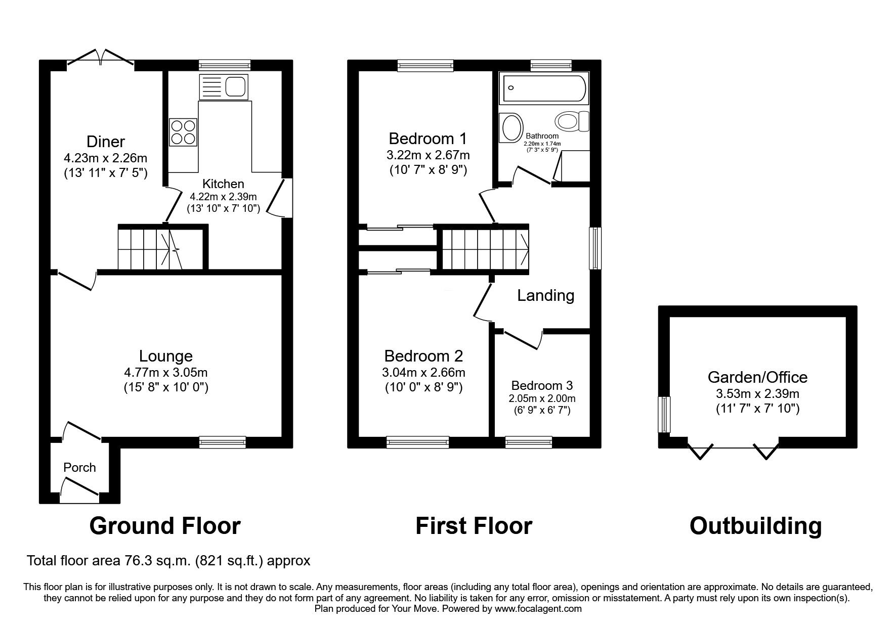 Floorplan of 3 bedroom Semi Detached House for sale, Rowan Close, Four Crosses, Powys, SY22
