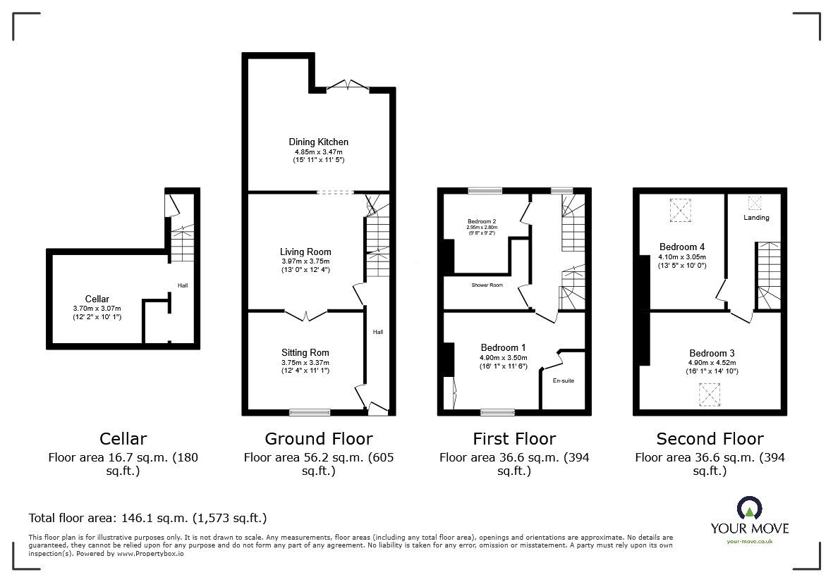 Floorplan of 4 bedroom End Terrace House for sale, Whittington Road, Oswestry, Shropshire, SY11