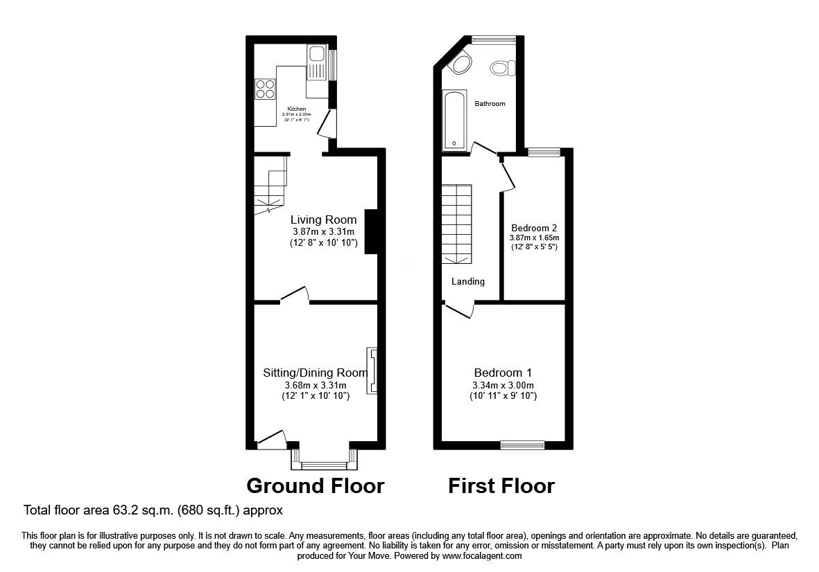 Floorplan of 2 bedroom Mid Terrace House for sale, York Street, Oswestry, Shropshire, SY11