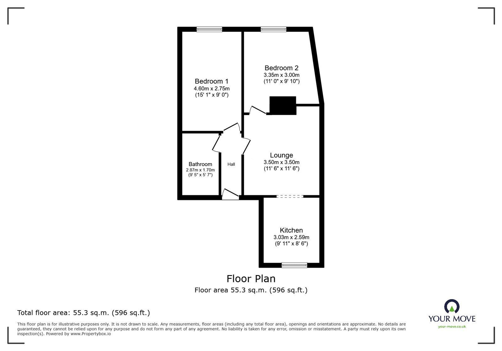 Floorplan of 2 bedroom  Flat to rent, Upper Church Street, Oswestry, Shropshire, SY11