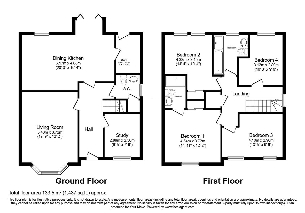 Floorplan of 4 bedroom Detached House for sale, Cottams Meadow, Morda, Shropshire, SY10